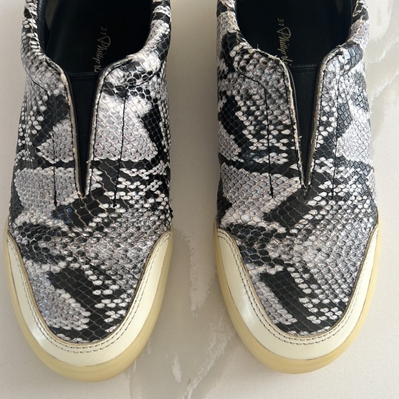 3.1 Phillip Lim Morgan Python Black White Cream Low Top Slip On Sneaker Sz 37 - Picture 4 of 14